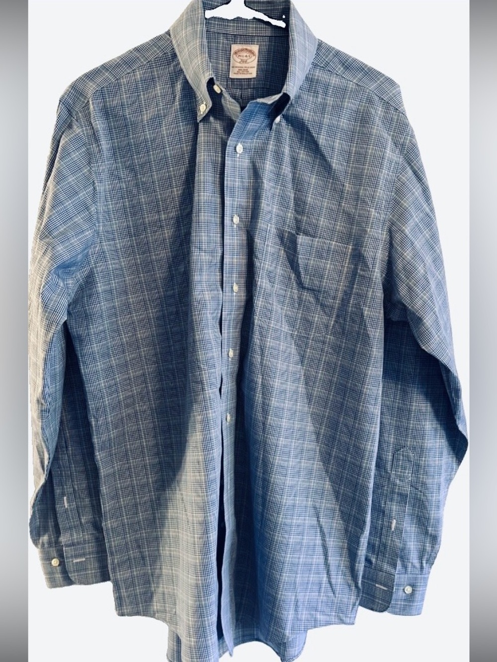 Brooks Brothers 346 Sz 15 1/2 4/5 Blue Multi-Check Non-Iron Dress Shirt